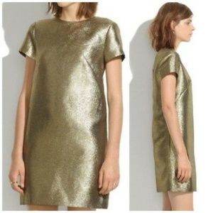 Madewell Gold Shimmer Sheath Dress Holiday Dress